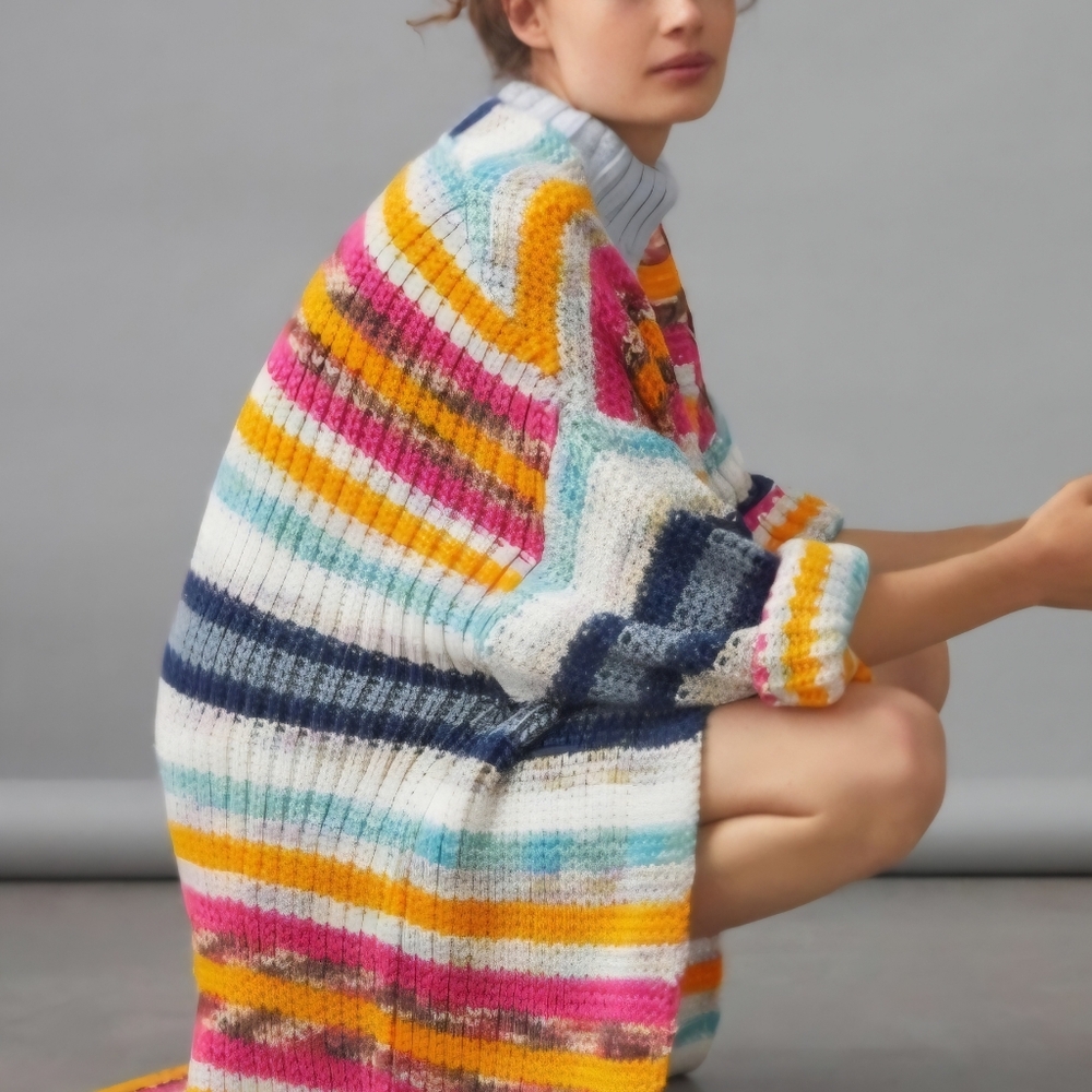Anthropologie Colorful Striped Women's Sweater Cardigan - Picture 2 of 8